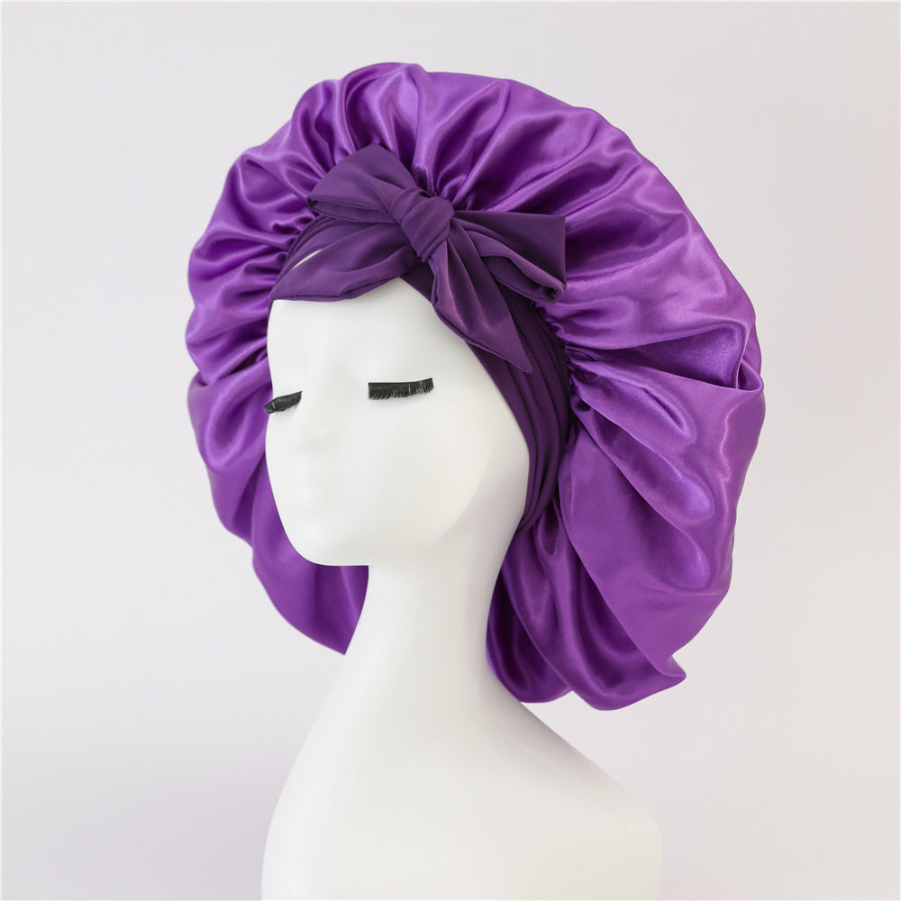 Gorro de noche antifrizz: satén suave para cabello rizado y natural