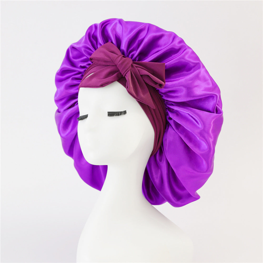 Gorro de noche antifrizz: satén suave para cabello rizado y natural