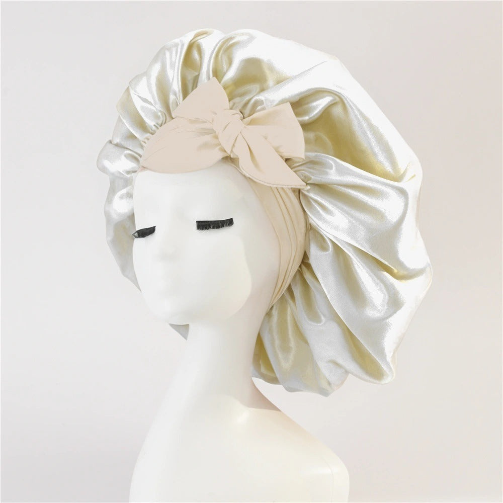 Gorro de noche antifrizz: satén suave para cabello rizado y natural