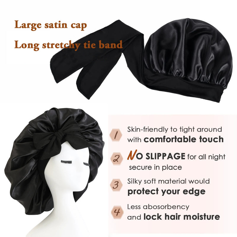 Gorro de noche antifrizz: satén suave para cabello rizado y natural