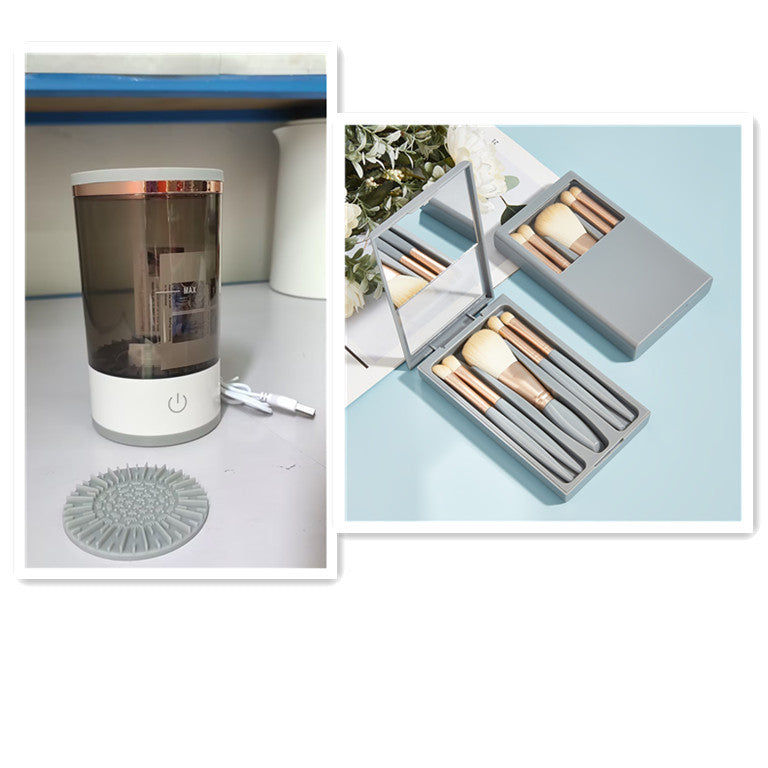 GlowPure AutoBrush – Limpiador eléctrico portátil de brochas de maquillaje