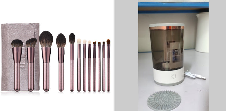 GlowPure AutoBrush – Limpiador eléctrico portátil de brochas de maquillaje