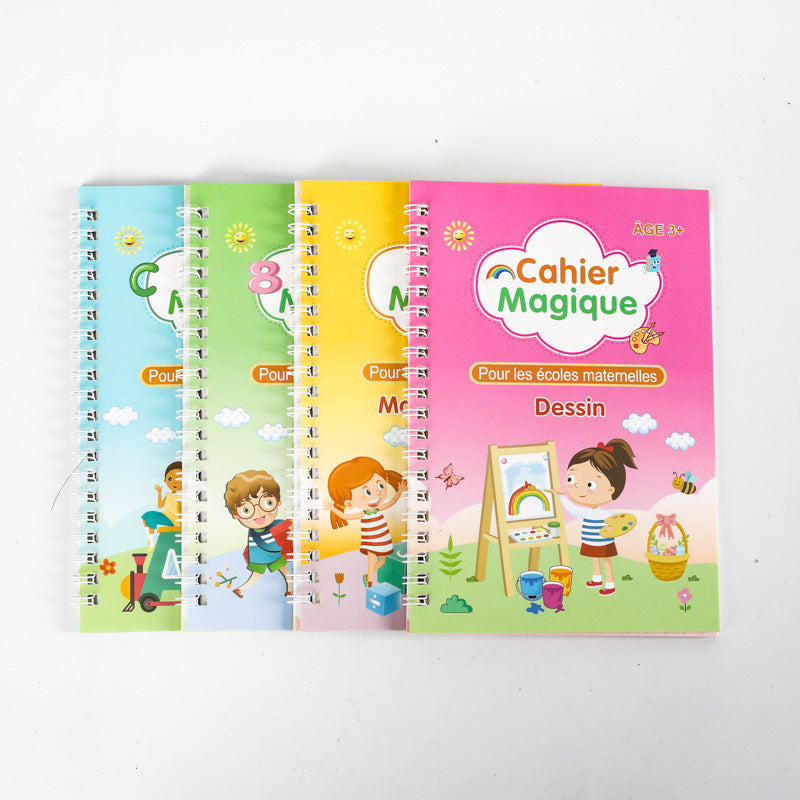 Póster de práctica de personajes en inglés para niños con personajes mágicos grabados