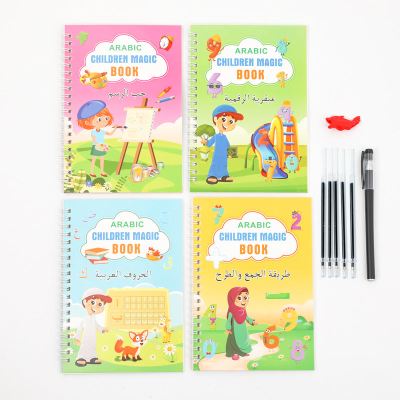 Póster de práctica de personajes en inglés para niños con personajes mágicos grabados