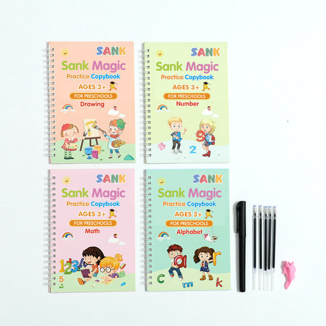 Póster de práctica de personajes en inglés para niños con personajes mágicos grabados