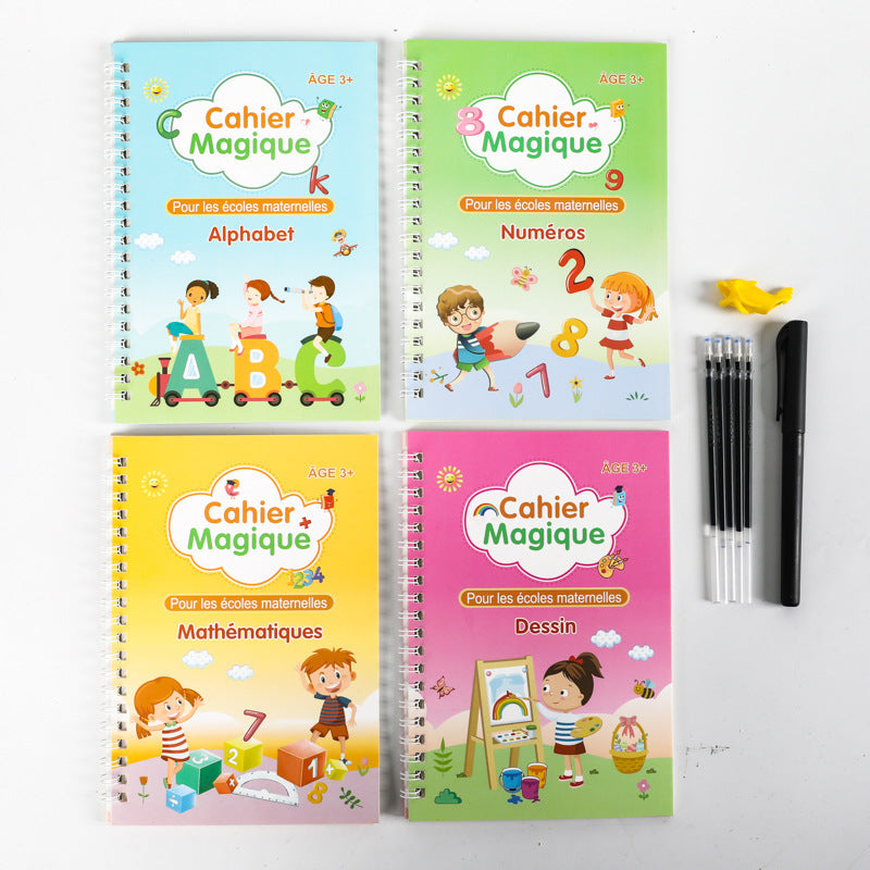 Póster de práctica de personajes en inglés para niños con personajes mágicos grabados