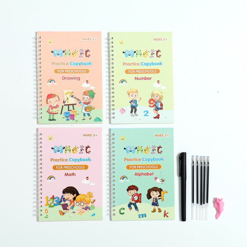 Póster de práctica de personajes en inglés para niños con personajes mágicos grabados
